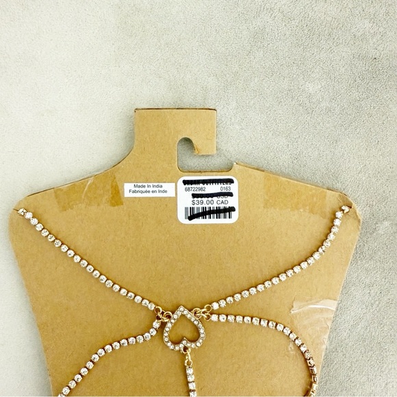 Urban Outfitters Gold Heart Rhinestone Body Chain - Picture 4 of 5